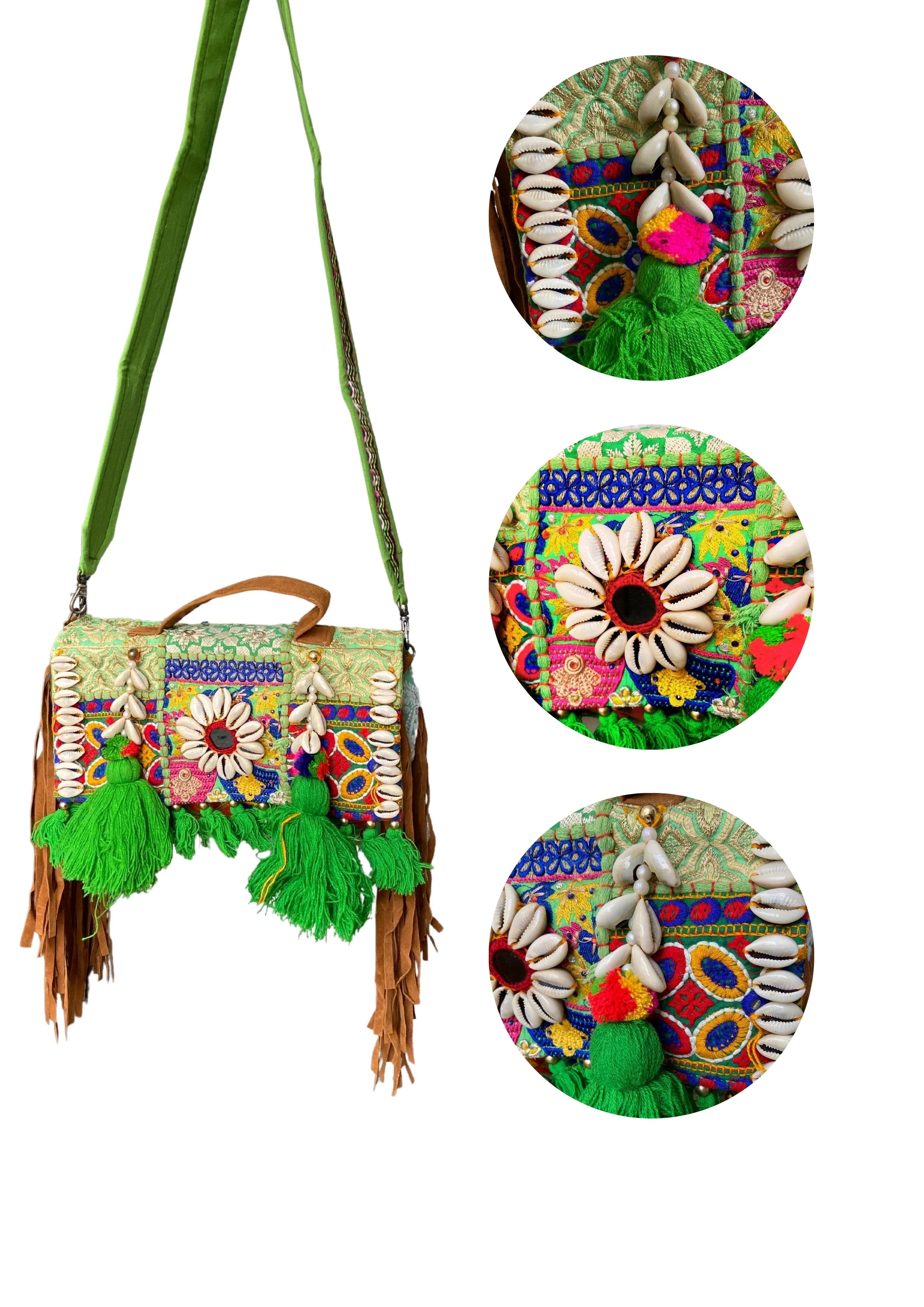 Ruhi - Soulful Elegance in Parrot Green - Banjara Bags