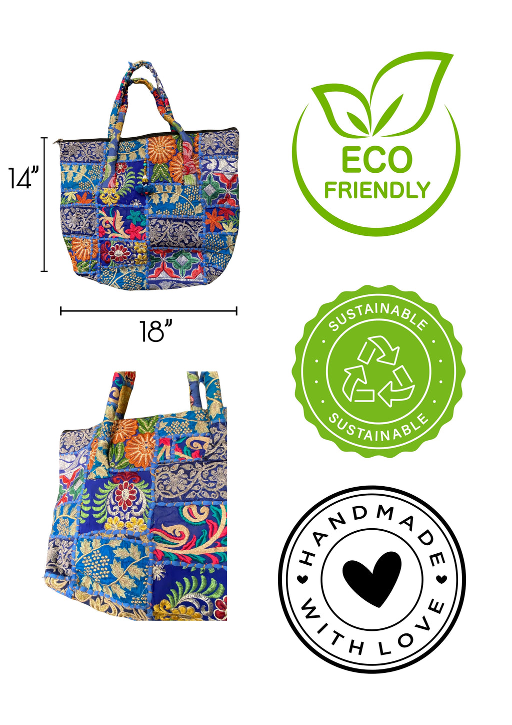 Manya - Royal Blue and Gold - Banjara Bags