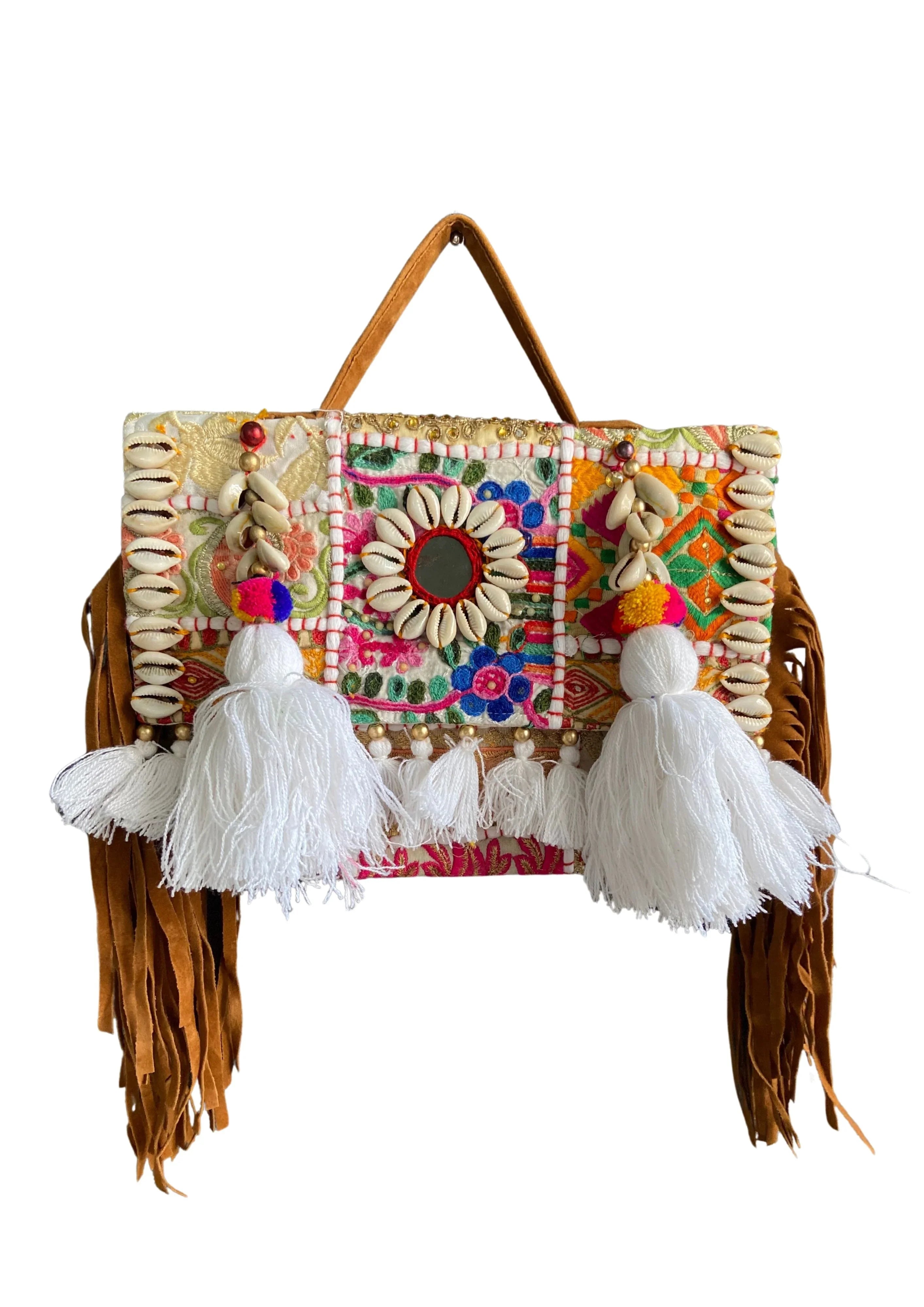 Ruhi - Soulful Elegance In Pearl White Tassels - Banjara Bags