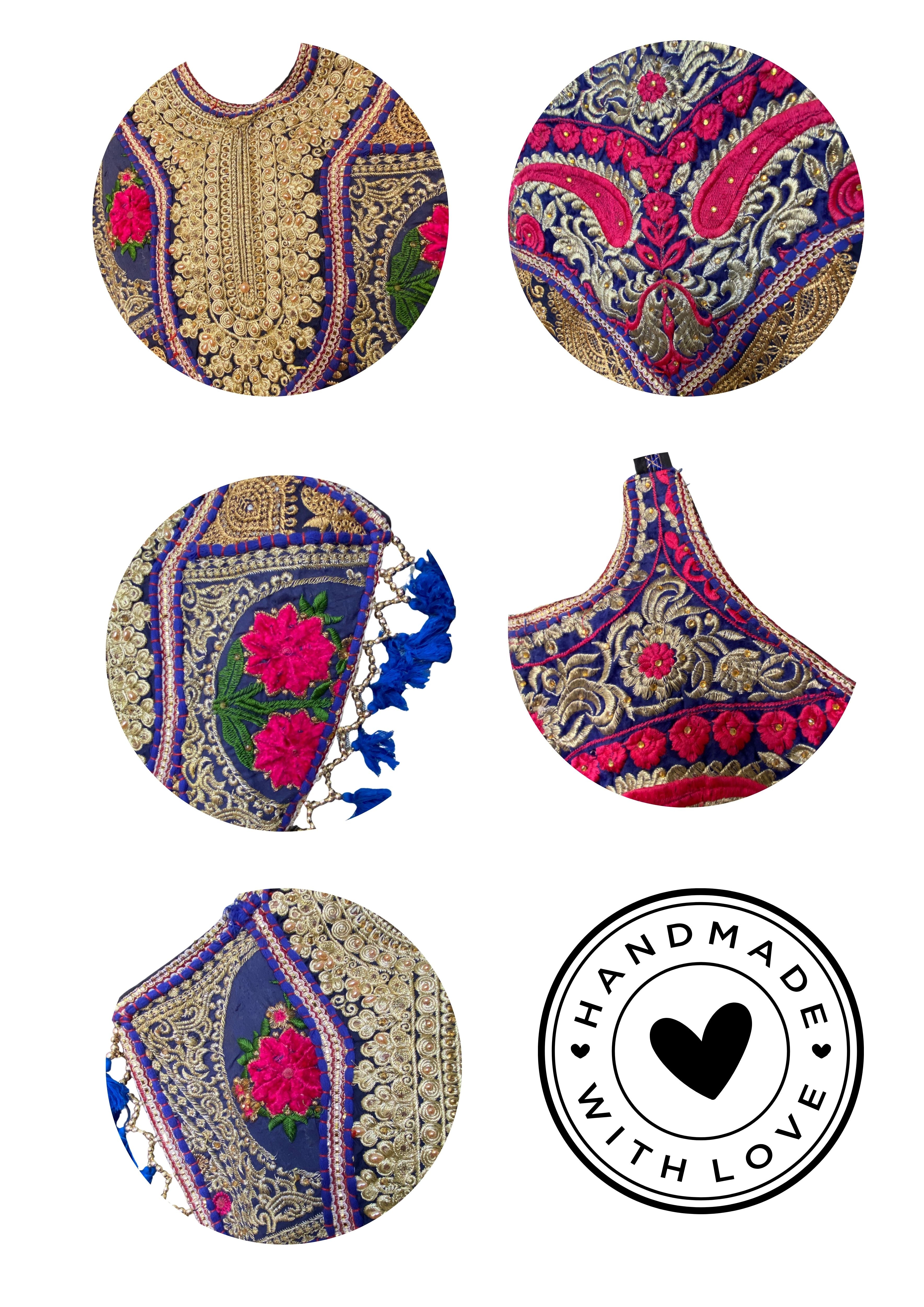 Mithra - Prussian Blue Tassles - Banjara Bags