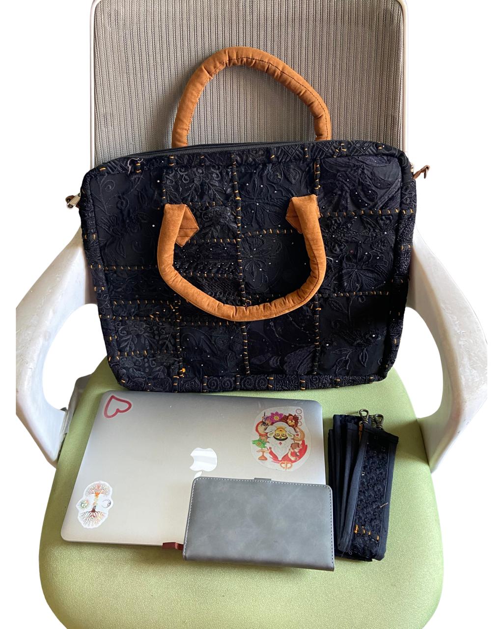 Shree - Black  Handcrafted  Banjara Laptop Bag XL 1.5