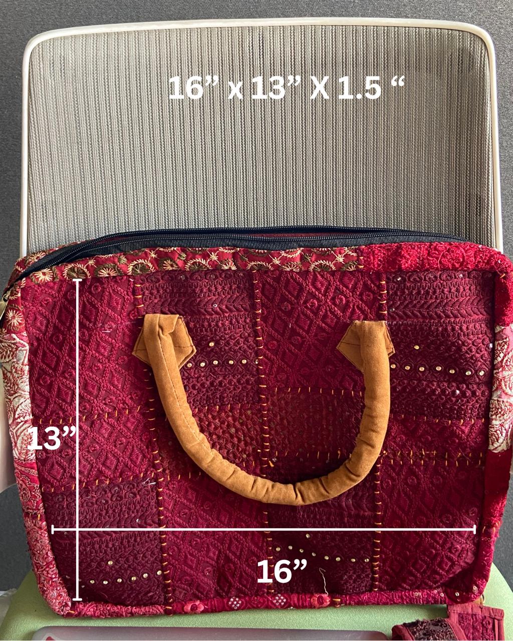 Shree- Maroon  Handcrafted Bajara Laptop Bag  XL 1.5