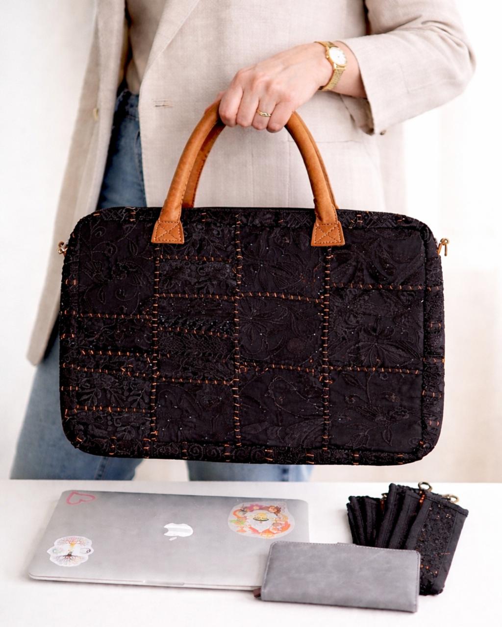 Shree - Black  Handcrafted  Banjara Laptop Bag XL 1.5